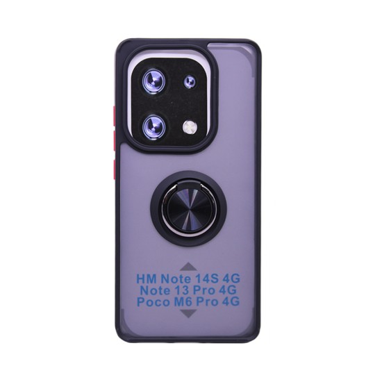 Capa com Anel de Suporte para Xiaomi Redmi 13 Pro 4G/Redmi Note 14s 4G/Poco M6 Pro 4G Preto Capa com Anel de Suporte para Xiaomi Redmi 13 Pro 4G/Redmi Note 14s 4G/Poco M6 Pro 4G Preto